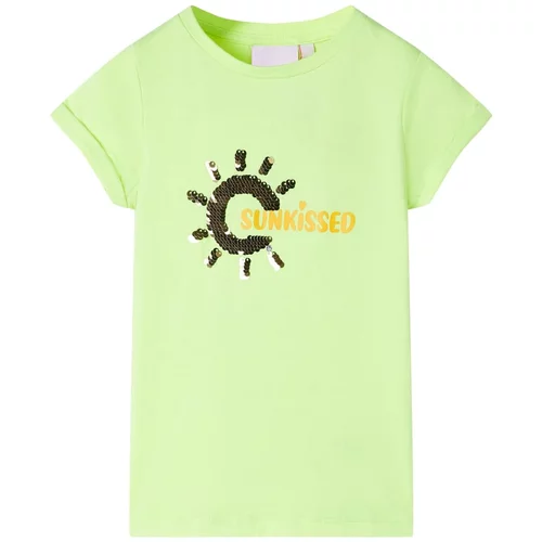 vidaXL Otroška majica neon rumena 140