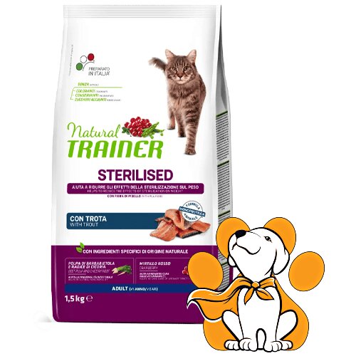 Natural trainer sterilised Cat With Trout 1.5kg, Hrana Za Mačke Sa Pastrmkom Slike