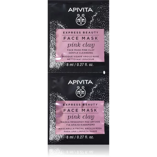 Apivita Express Beauty Pink Clay maska za čišćenje za lice 2x8 ml