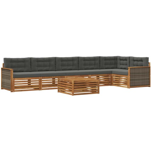 vidaXL Zunanja garnitura za sedenje 7 pcs Naravna in antracitna, (5000280114) Cene