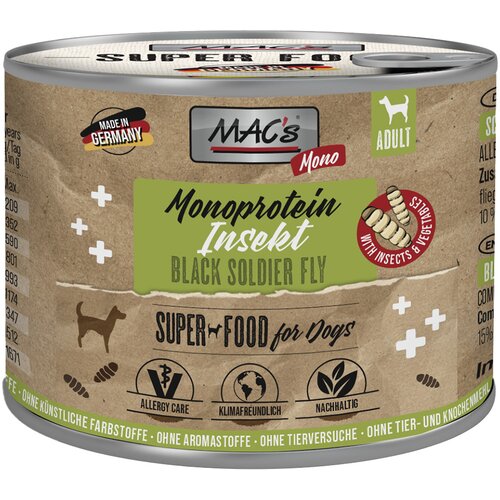 MAC's Monoprotein Insects & Superfood 6 x 180 g - Crna vojnička muha (Hermetia illucens) Cijene