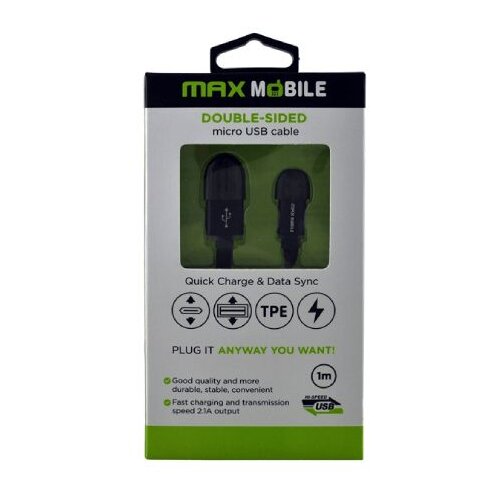 Max Mobile DATA KABEL MICRO USB DOUBLE SIDED FLAT crni 1m Cijene