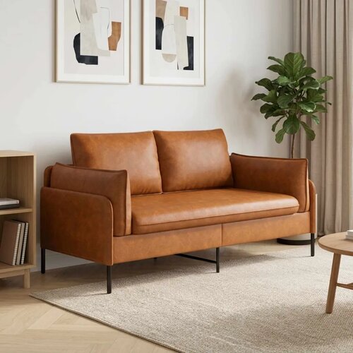 SOFA za dvije osobe Smeđa 188 x 81 x 89 cm Umjetna koža - Smeđa Cijene