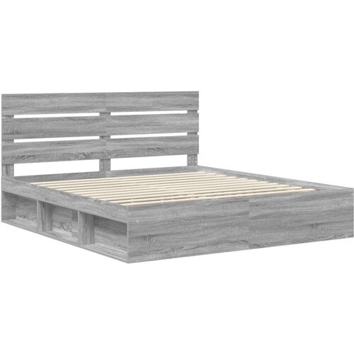  Okvir za krevet s uzglavljem Siva Sonoma 200 x 200 cm Slike