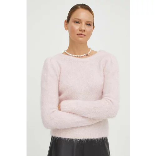 Ba&sh Volnen pulover ženski, roza barva