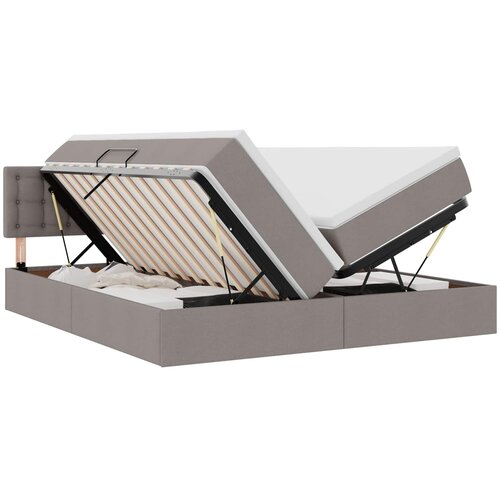 vidaXL postelja s shranjevanjem taupe 200 x 200 cm umjetno usnje, (5000101322) Cene