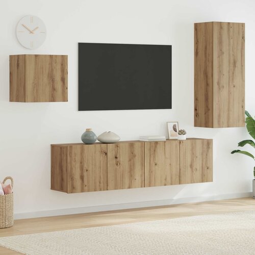 vidaXL TV omarica 4 pcs Umetni hrast Konstruiran les Cene