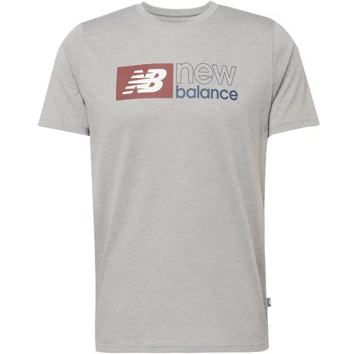 New Balance Tehnička sportska majica 'ESSENTIALS HEATHERT' safirno plava / svijetlosiva / merlot / bijela