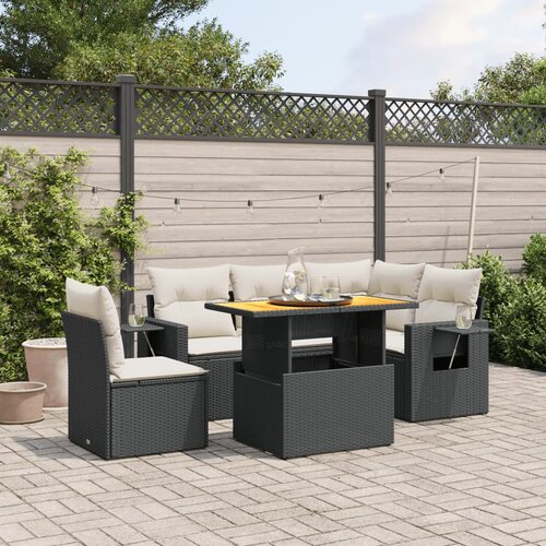 vidaXL 6-dijelni set vrtnih sofa s jastucima crni od poliratana Cijene