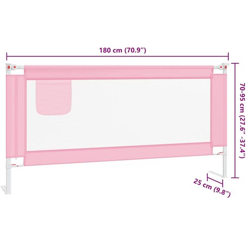  Sigurnosna ograda za dječji krevet ružičasta 180x25 cm tkanina Slike