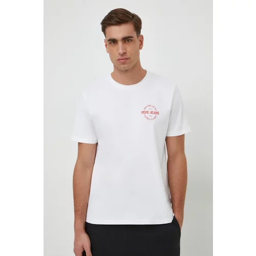 PepeJeans Pamučna majica za muškarce, boja: bijela, s tiskom