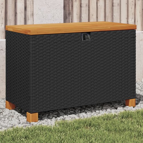 vidaXL Vrtna kutija za pohranu crna 80x40x48 cm poliratan drvo bagrema Cene