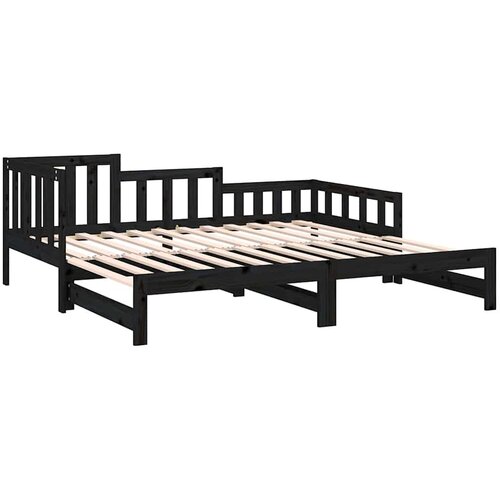  Dnevni ležaj na izvlačenje crni 90x190 cm masivna borovina Slike