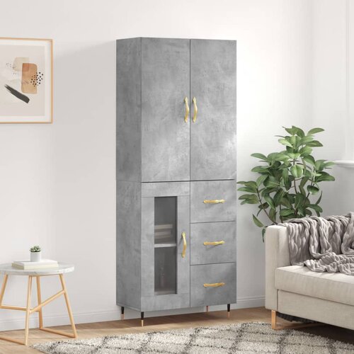 vidaXL Visoka komoda betonsko siva 69,5x34x180 cm inženirski les Cene