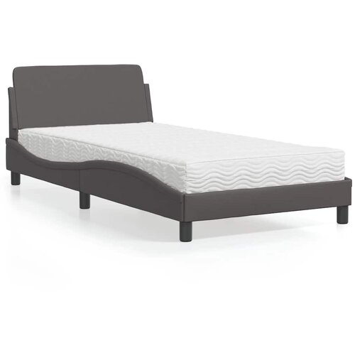 Krevet s madracem Dover sivi 100 x 200 cm od umjetne kože Cijene