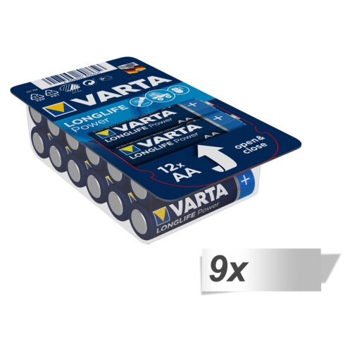 Varta 9x12 Longlife Power AA LR 6 Ready-To-Sell Tray Big Box Slike