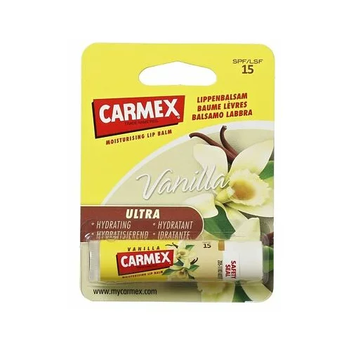 Carmex Vanilla SPF15 zdravilen balzam v tubi z z okusom vanilije 4,25 g
