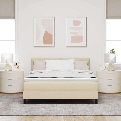 Box spring krevet s madracem Krema 160 x 200 cm tkanina Slike