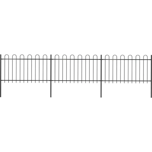  ograda s ukrasnim lukovima čelična 5,1 x 1 m crna
