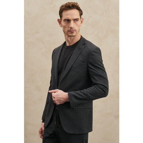 Altinyildiz classics Men's Anthracite Slim Fit Slim Fit Monocollar Diagonal Patterned Suit. Slike