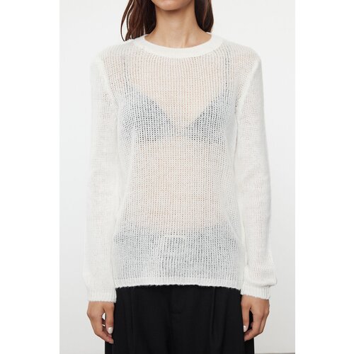 Trendyol Ecru Soft Textured Loose Knit Basic Sweater Slike