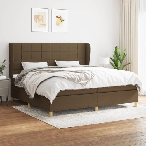  The Living Store Box spring postelja z vzmetnico temno rjav 200x200 cm blago - Box Spring Postelja, (21449867) Cene