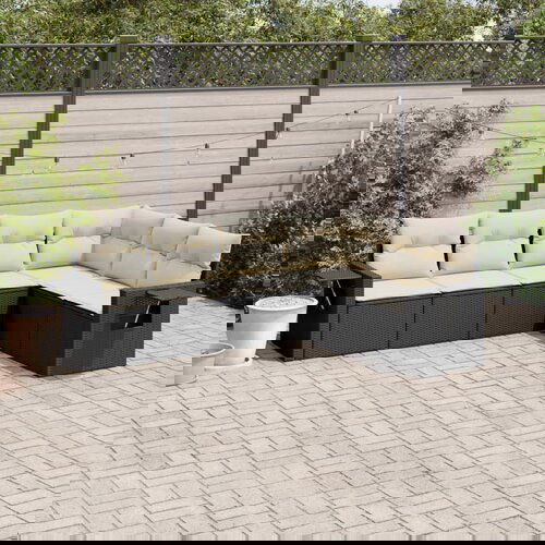 vidaXL Vrtna sedežna garnitura 6-delna z blazinami črna poli ratan Cene