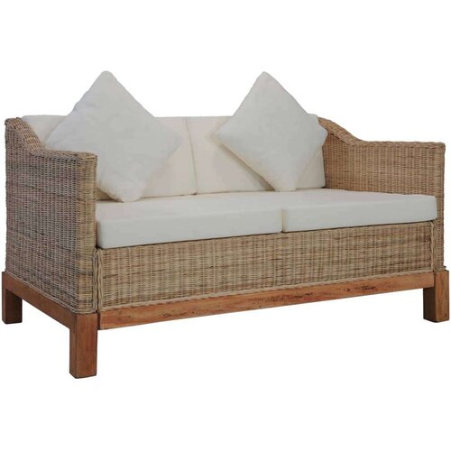  2-dijelni set sofa od prirodnog ratana s jastucima Slike