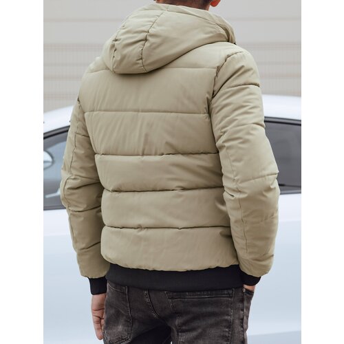 DStreet Men's winter quilted jacket with hood beige Cene