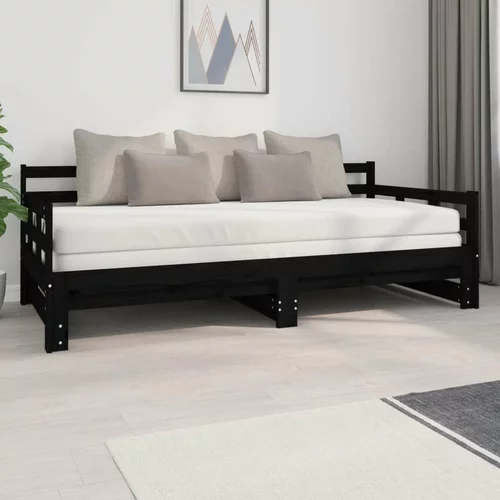  Izvlečna dnevna postelja črna trdna borovina 2x(90x200) cm, (20726998)