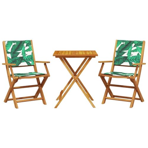 VidaXL 3-dijelni bistro set od tkanine i masivnog drva uzorkom li&amp;scaron;ća Slike