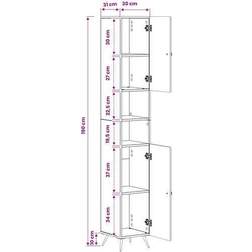  Kupaonski ormar s otvorenom policom BREDA Crna 30 x 31 x 190 cm Slike