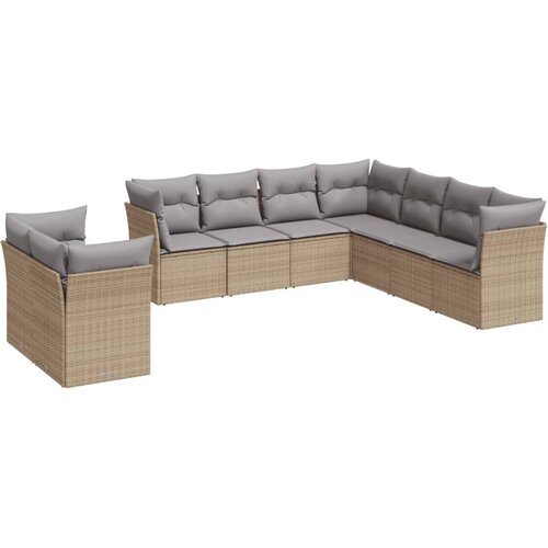  9-dijelni set vrtnih sofa s jastucima bež od poliratana 62 x 62 x 69 cm Slike