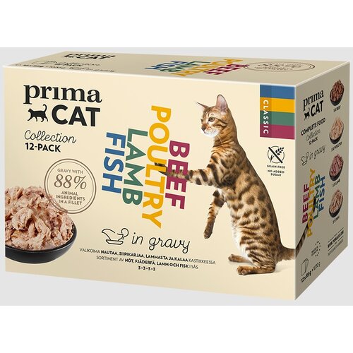 Prima sos za mačke Multipack in gravy - Beef, poultry, lamb and fish 12x85g Cene