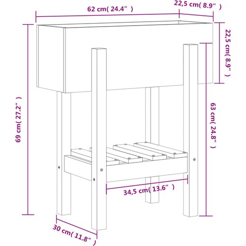  Vrtna sadilica bijela 62 x 30 x 69 cm od masivne borovine Slike