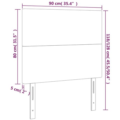  LED uzglavlje smeđesivo 90x5x118/128 cm od tkanine Slike