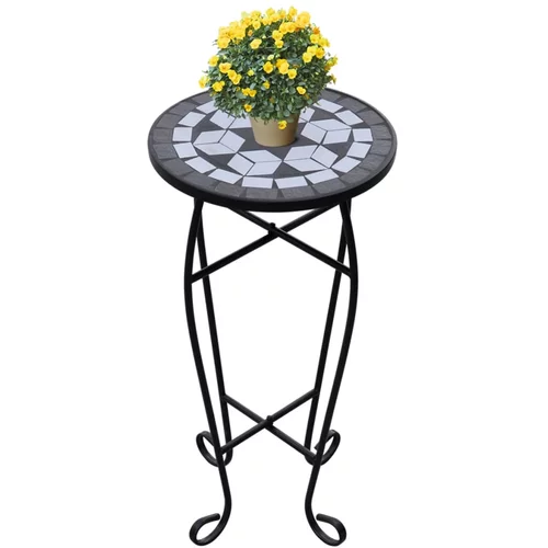  Mozaični pomoćni stolić za biljke crno-bijeli