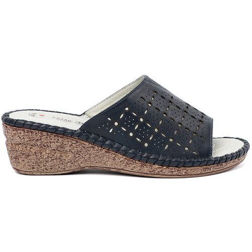 Shelvt Women's navy blue wedge flip-flops Cene