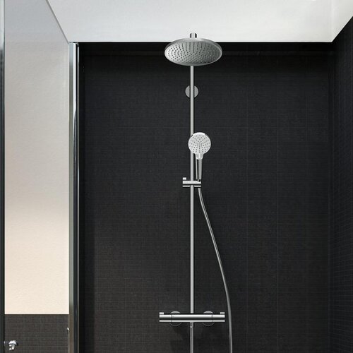 Hansgrohe 27268000 crometta s 240 1jet ecosmart stenska termostatska armatura s tu&amp;scaron; setom Slike