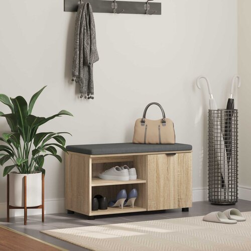  Klupa za hodnik s jastukom Sonoma hrast 80 x 38 x 46 cm Slike