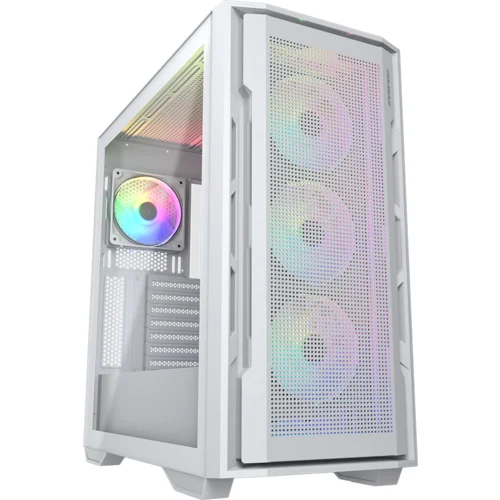 Cougar Uniface RGB White | PC Case | Mid Tower / Mesh Front Panel / 4 x 120mm ARGB Fans / TG Left Panel / White