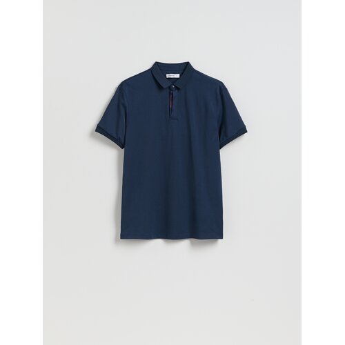 Reserved Regular polo majica s dodatkom svile - mornarsko plava Cijene