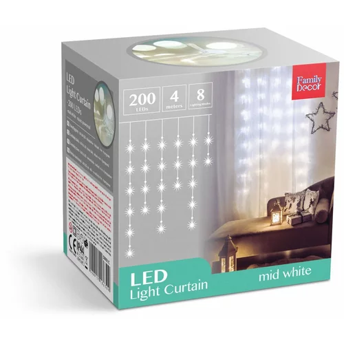 Family Christmas LED zavesa 200 LED 4,2m IP44 bela barva svetlobe