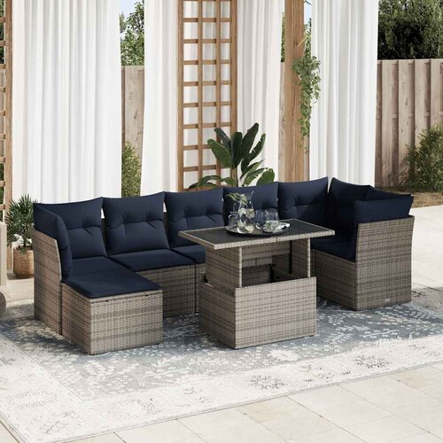  8-dijelni set vrtnih sofa od poliratana s jastucima sivi bagrem Cene