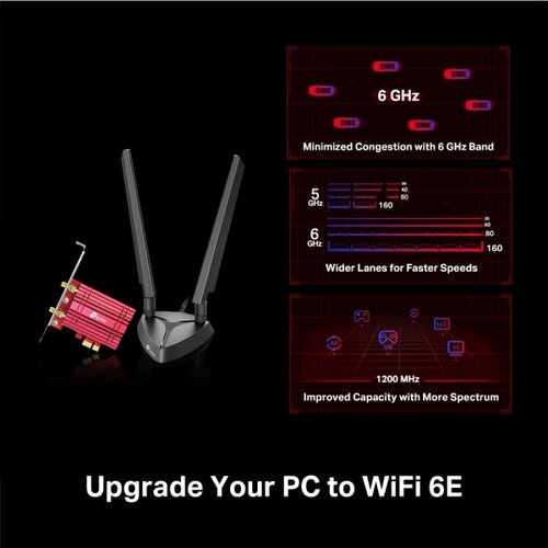 Tp-link lan mk pci-e archer TXE72E wifi 6 AX5400 dual band 2xExterna antena Slike