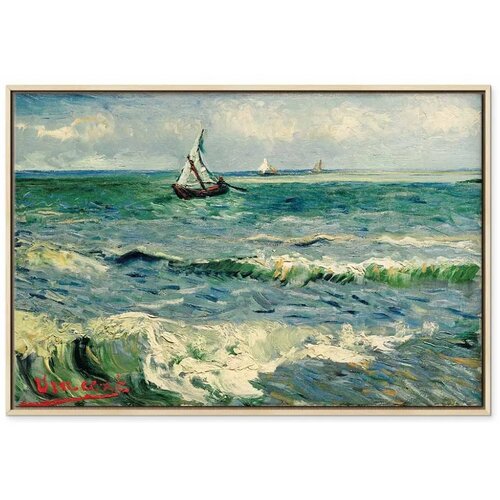  Slika - Vincent van Gogh &amp;ndash; Seascape at Saintes-Maries 120x80 U prirodnom drvenom okviru Slike