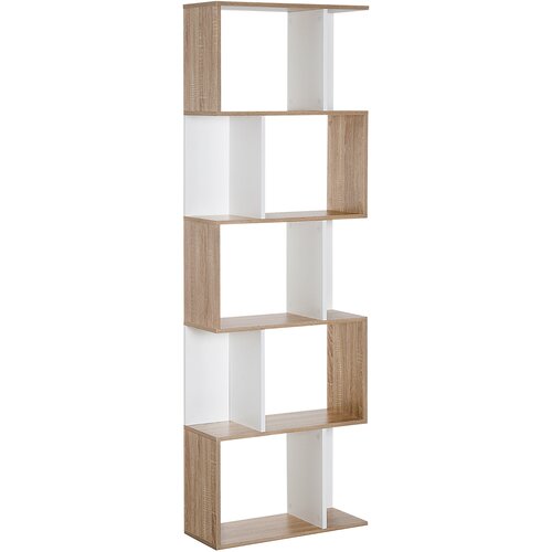 HOMCOM Moderna knjižna omara 5 praktičnih polic Odlična obdelava, gladka in na vlago odporna površina Bela iverna plošča 60×24×184,5 cm, (20745418) Cene