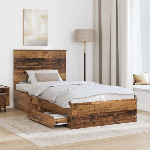  Krevetna konstrukcija Staro drvo 100 x 200 cm Konstruirano drvo Smeđa 210 x 102 x 100 cm Slike