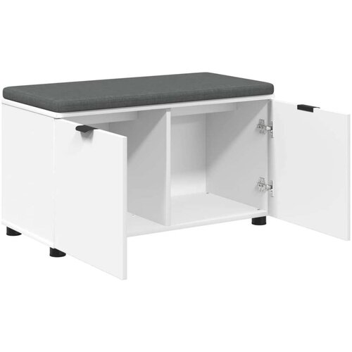  Klupa za hodnik s jastukom s pohranom Bijelo 80 x 38 x 46 cm Slike