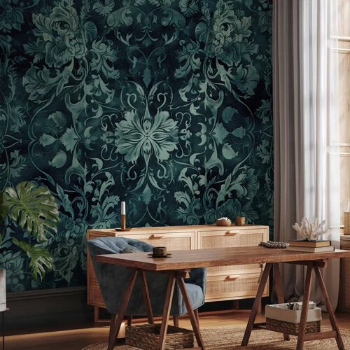  Foto tapeta - Oriental Pattern Carpet: Emerald Ornaments and Worn Patterns 500x350 Premium Slike